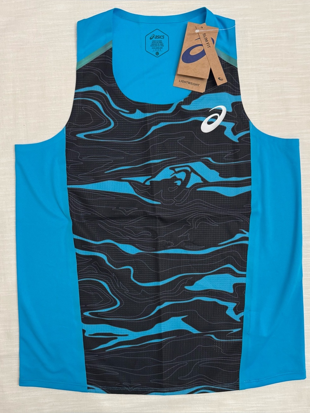 ASICS women’s Light Mesh Singlet Sz Large Digital Aqua 2092A250 New MSRP $60